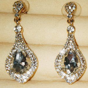Fancy Gold diamond rhinestone hanging earrings